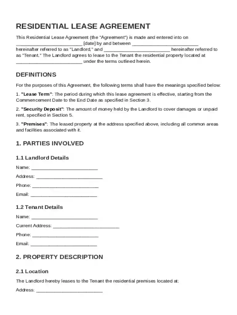 Landlord Rent Agreement Template Preview on Page 1