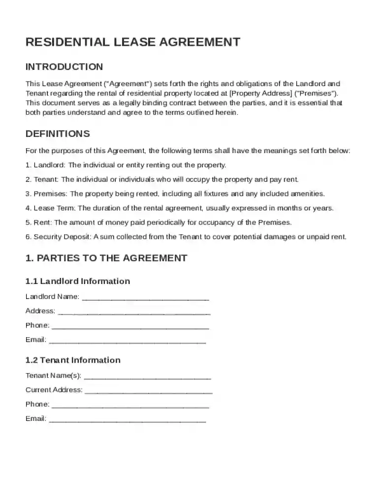 Lease for a Tenant Agreement Template Preview on Page 1