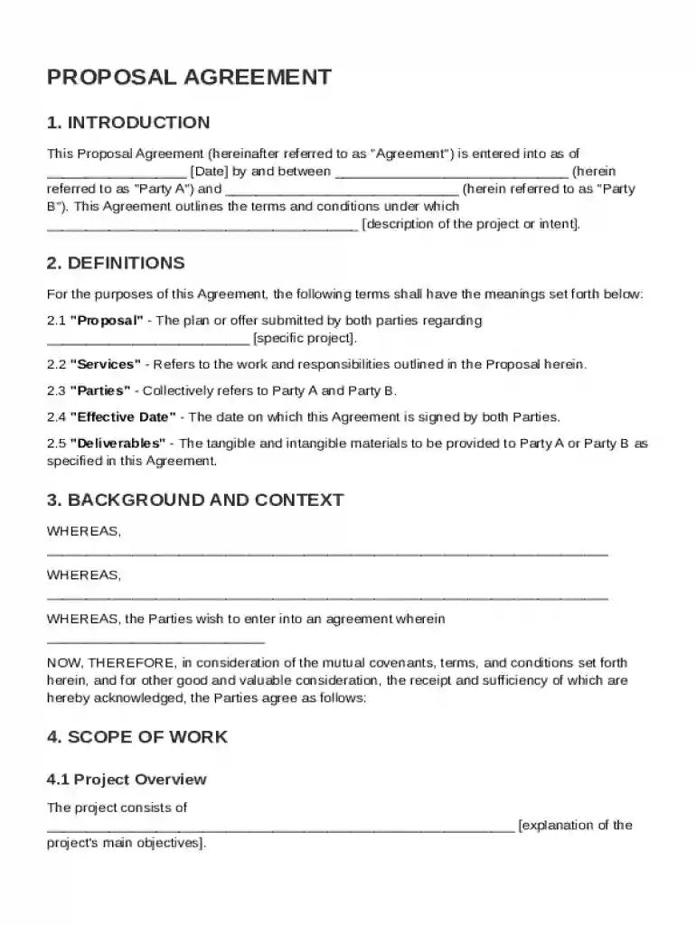 Proposal Agreement Template Preview on Page 1