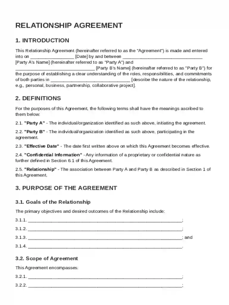 Relationship Agreement Template Preview on Page 1