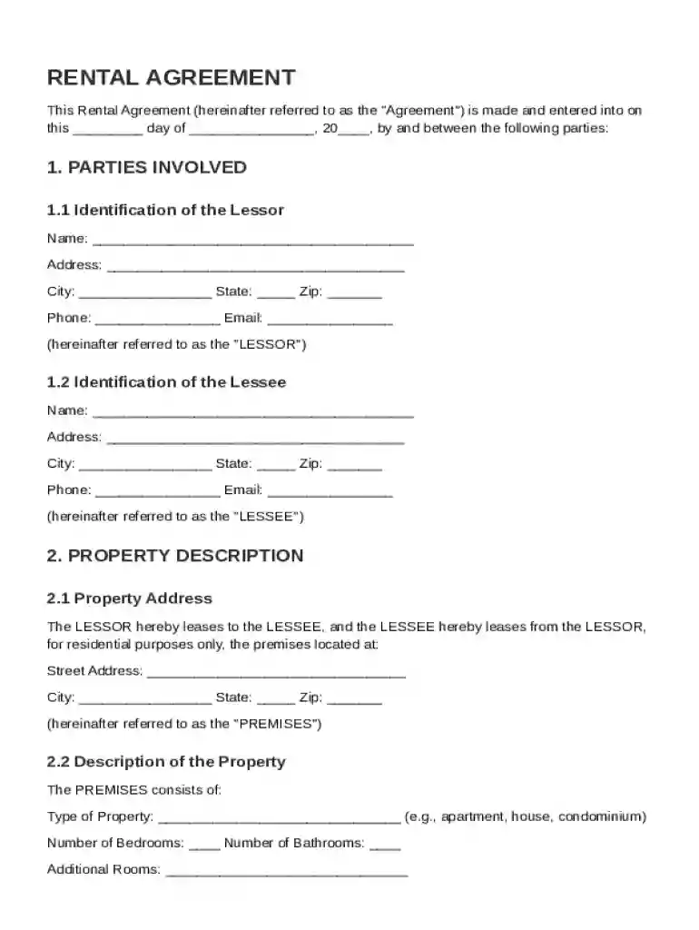 Remtal Agreement Template Preview on Page 1