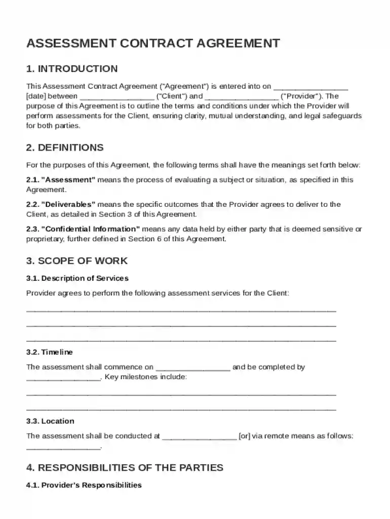 Assessment Contract Template Preview on Page 1