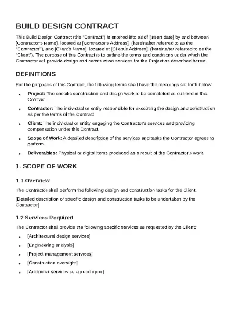 Build Design Contract Template Preview on Page 1
