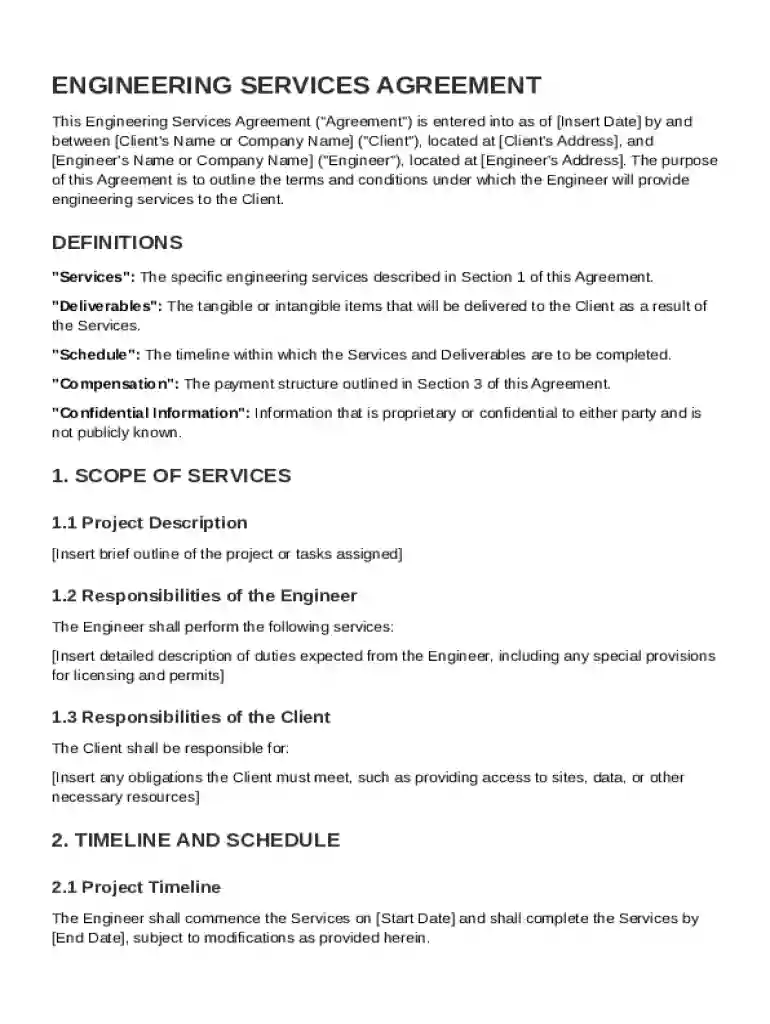 Engineer Contract Template Preview on Page 1