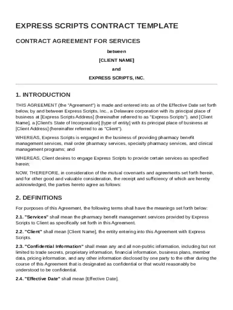 Express Scripts Contract Template Preview on Page 1