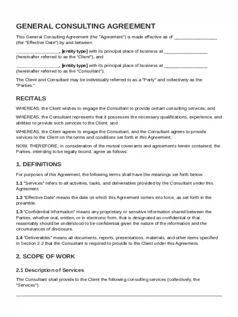 General Consult Contract Template Preview on Page 1