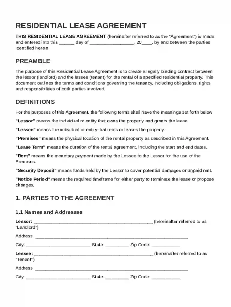 Home Leas Contract Template Preview on Page 1