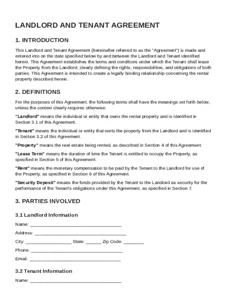 Landlord And Tenant Contract Template Preview on Page 1
