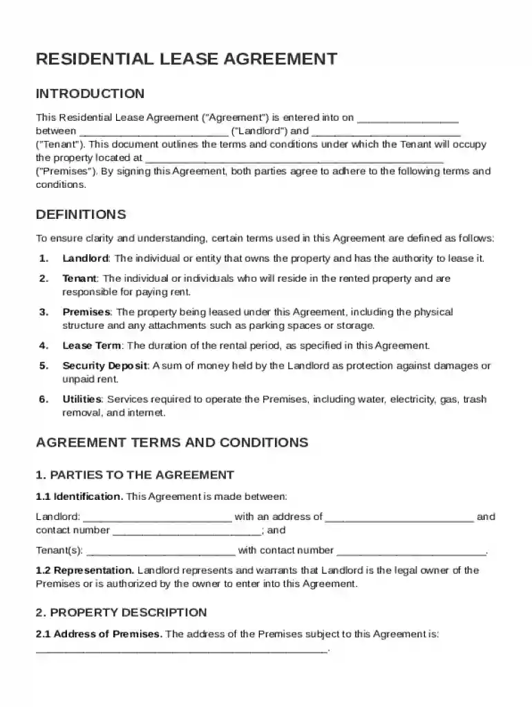 Landlord Rental Contract Template Preview on Page 1