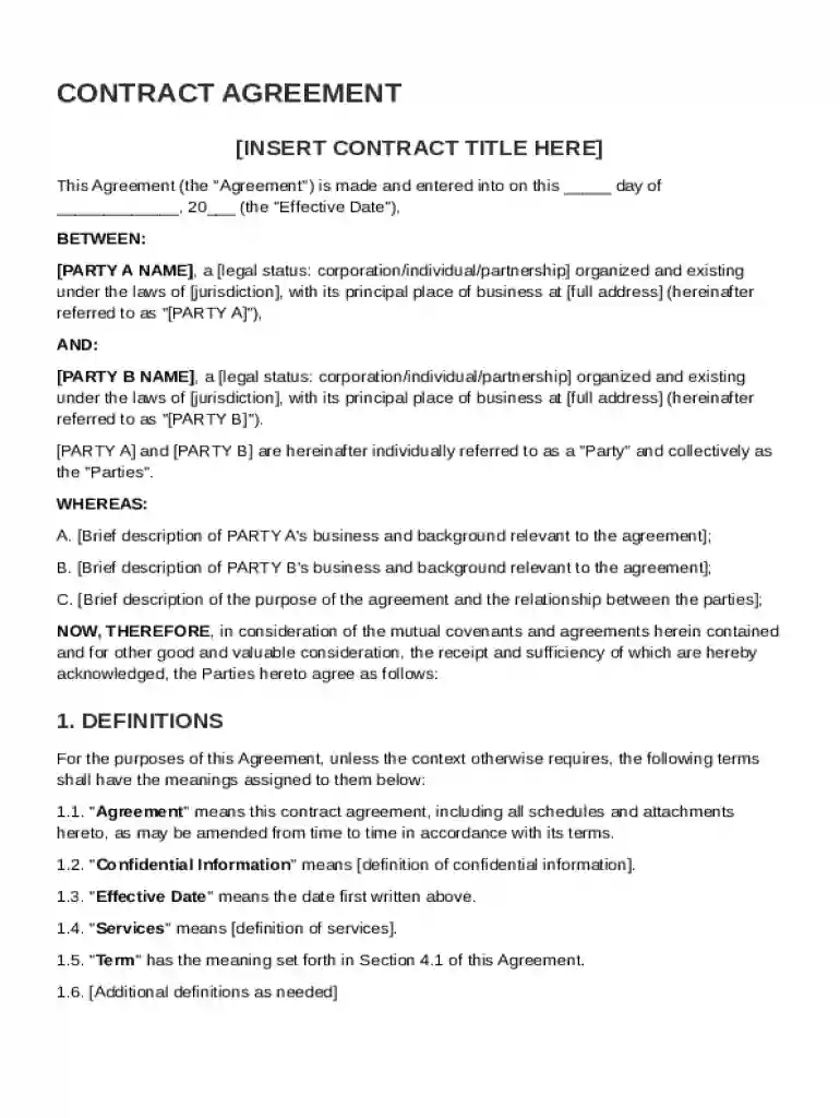 Official Contract Template Preview on Page 1