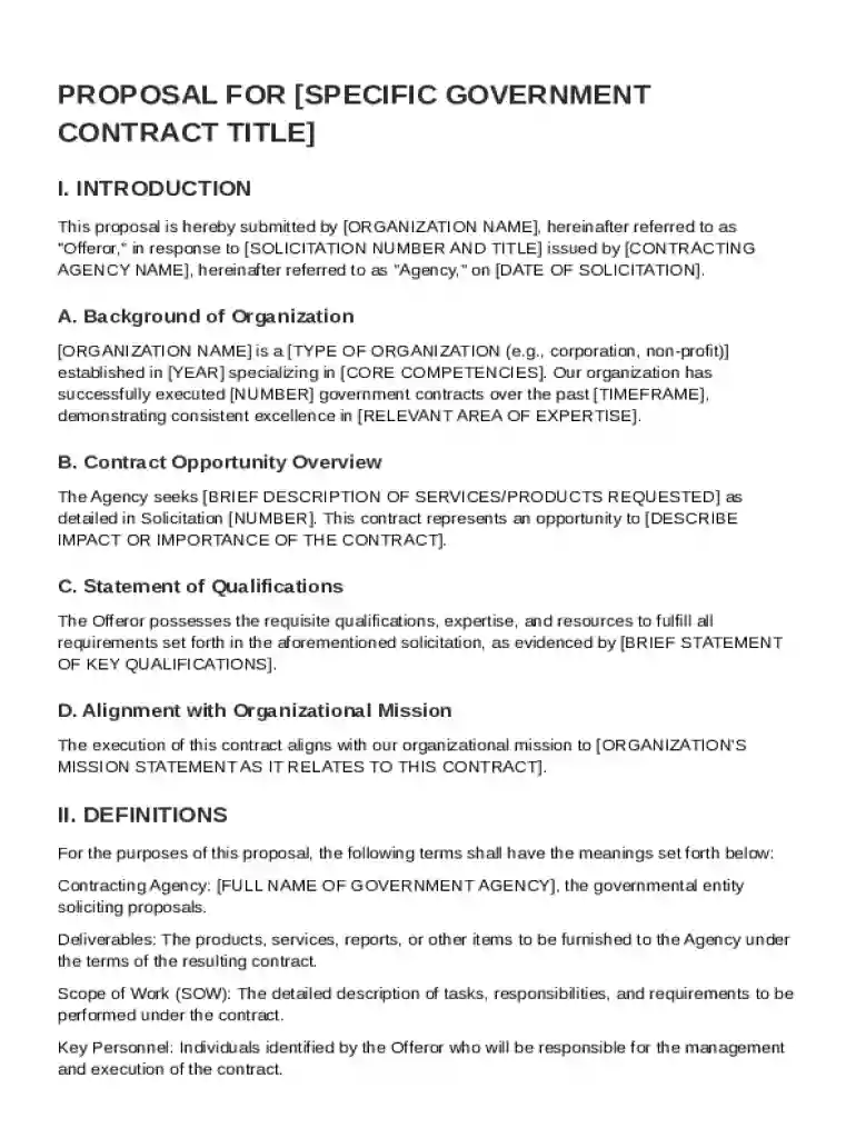 Proposal For Government Contract Template Preview on Page 1