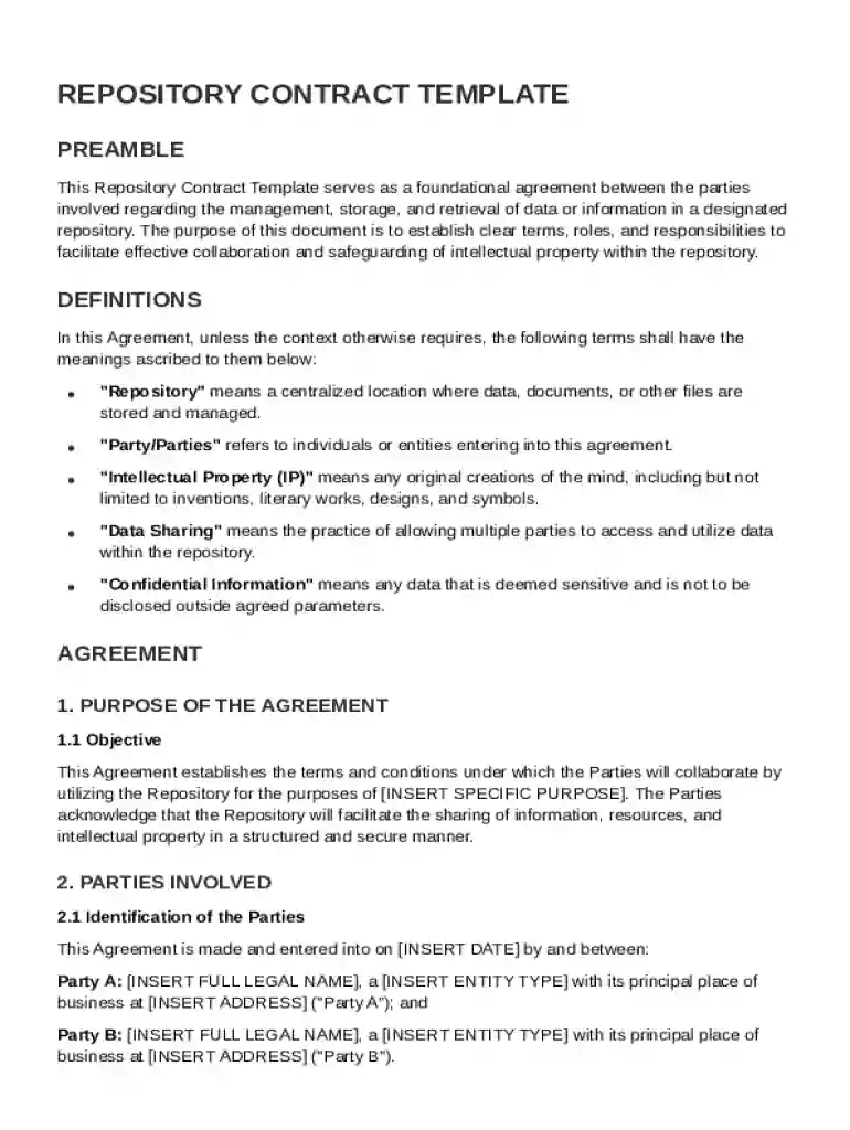 Repository Contract Template Preview on Page 1