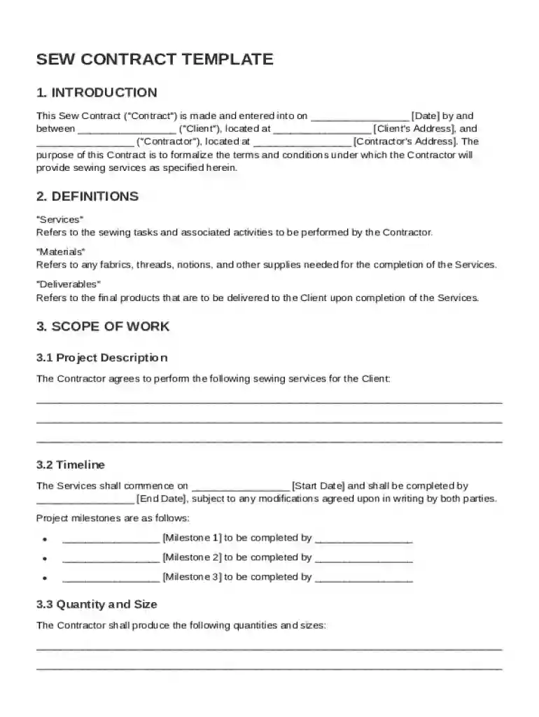 Sew Contract Template Preview on Page 1