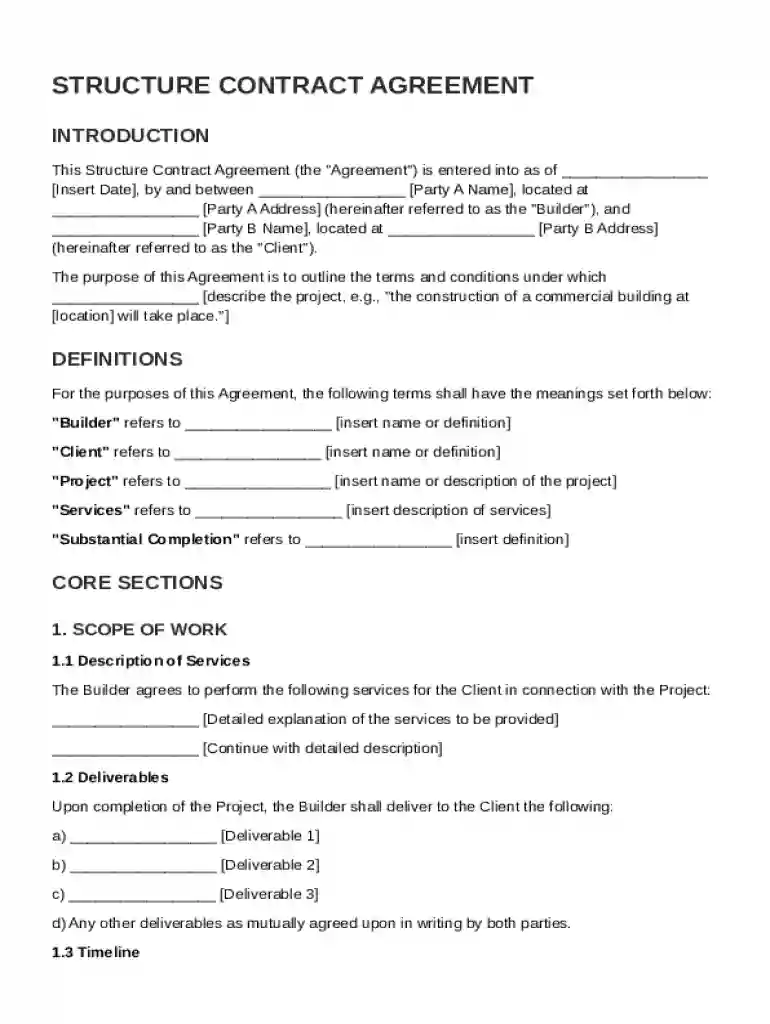 Structure Contract Template Preview on Page 1