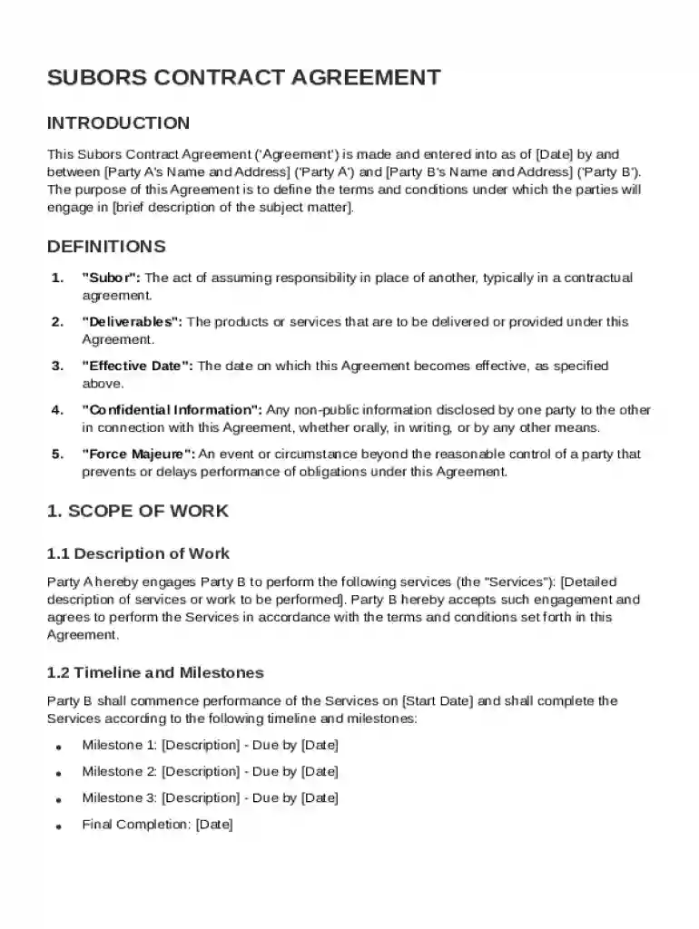Subors Contract Template Preview on Page 1