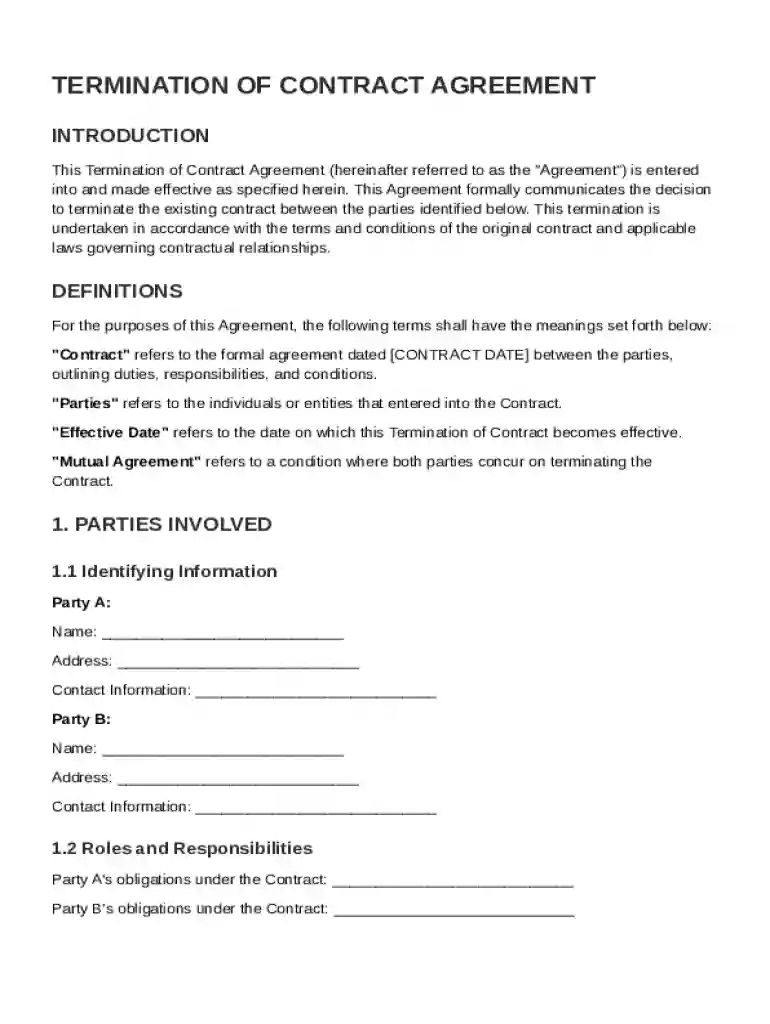 Terminate Contract Template Preview on Page 1