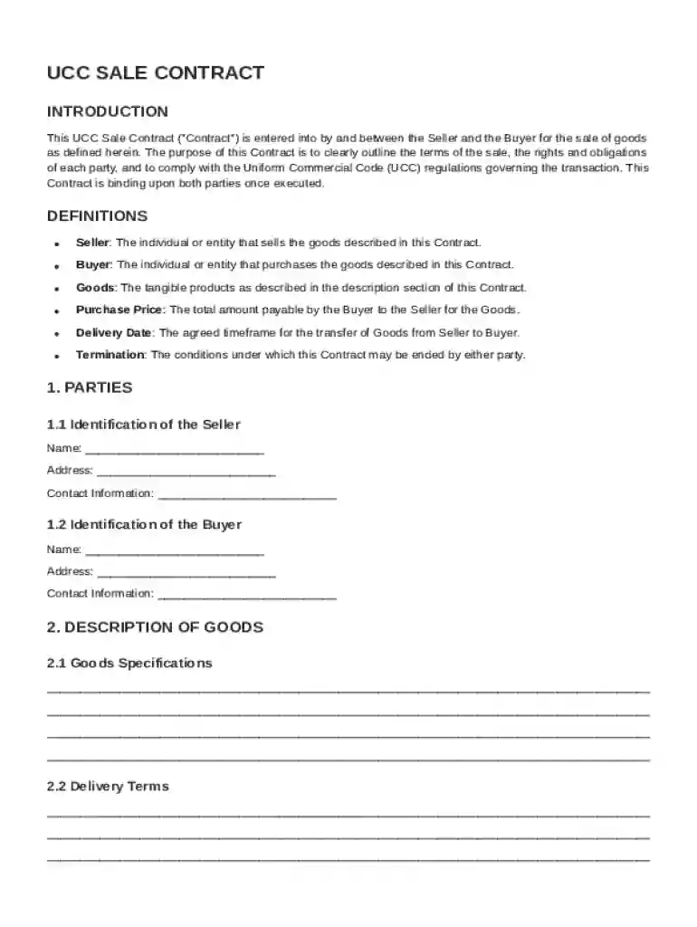 Ucc Sale Contract Template Preview on Page 1