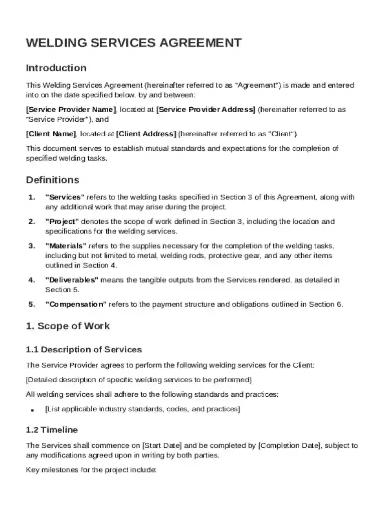 Weld Contract Template Preview on Page 1