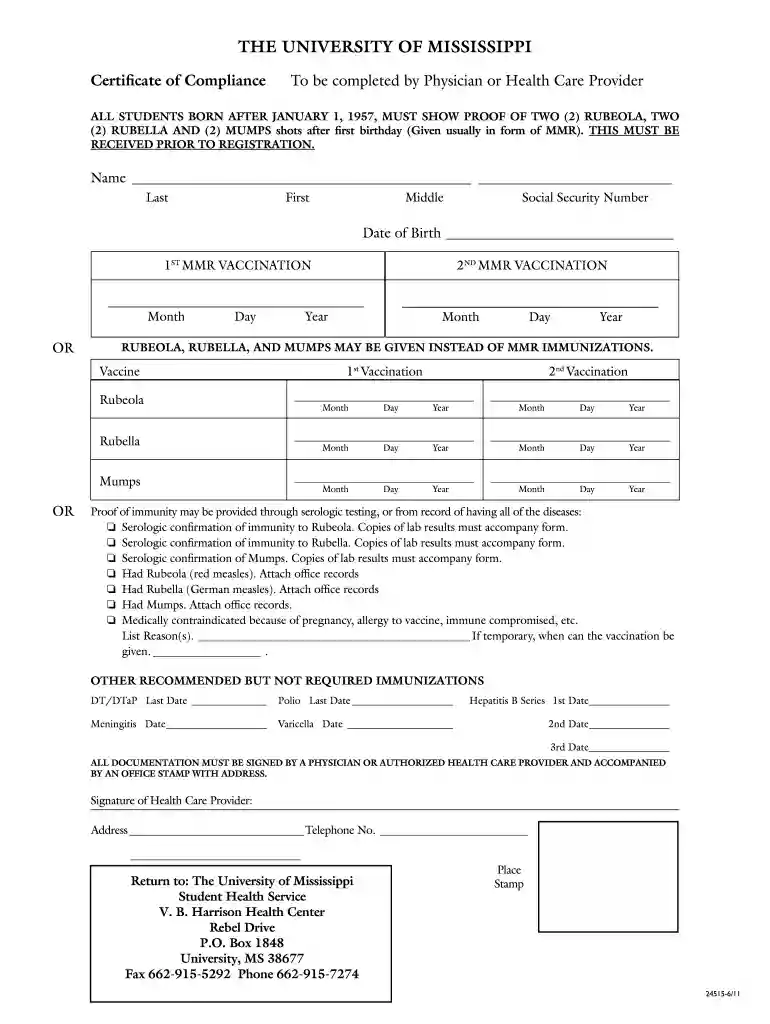 ole miss immunization records Preview on Page 1