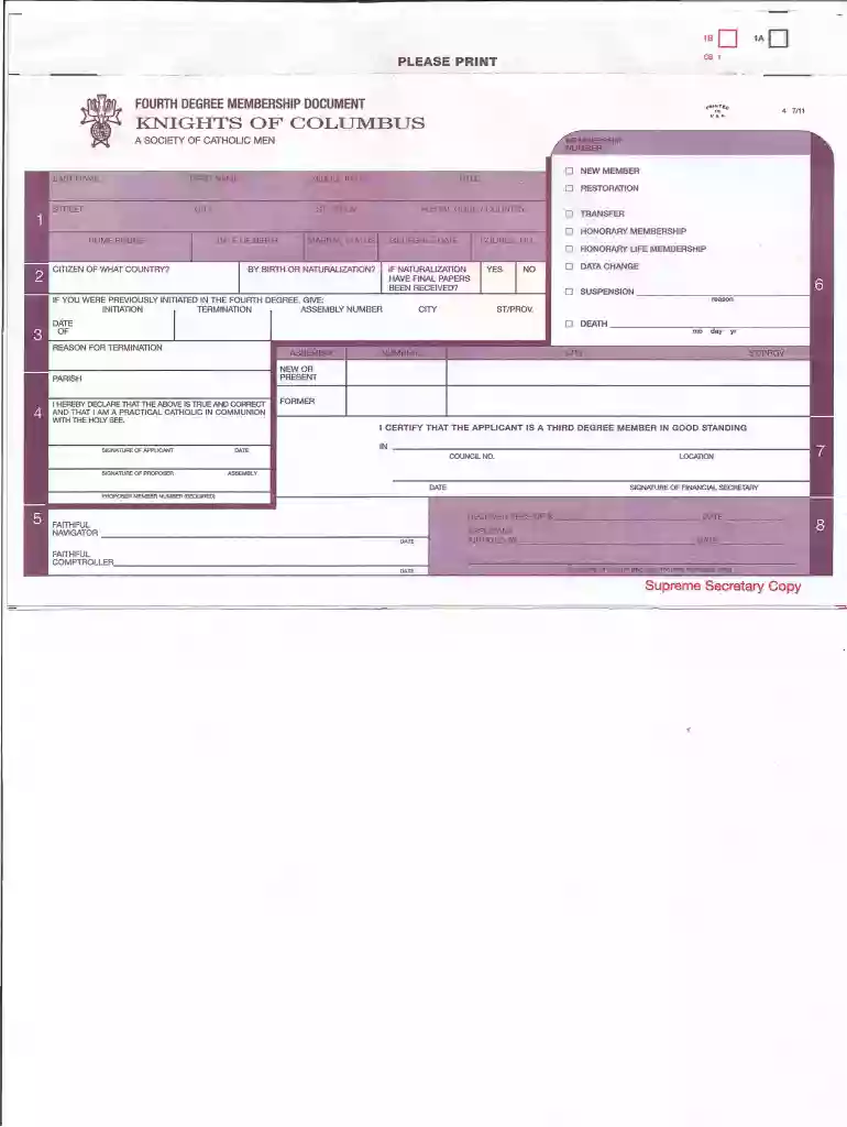 knights of columbus form 4 Preview on Page 1
