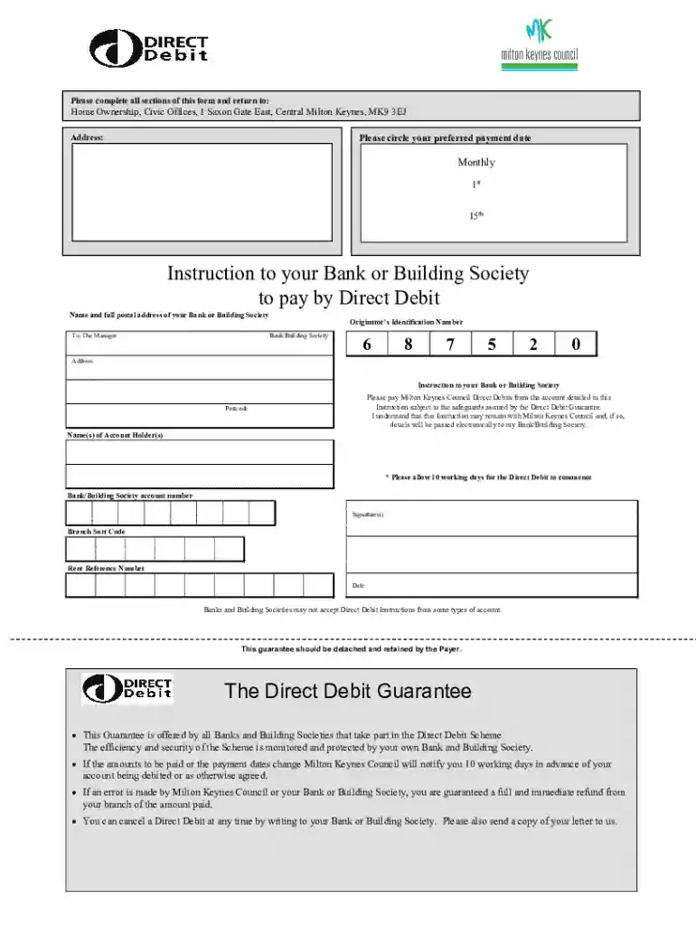 If you wish to pay by Direct Debit please fill in the form Preview on Page 1