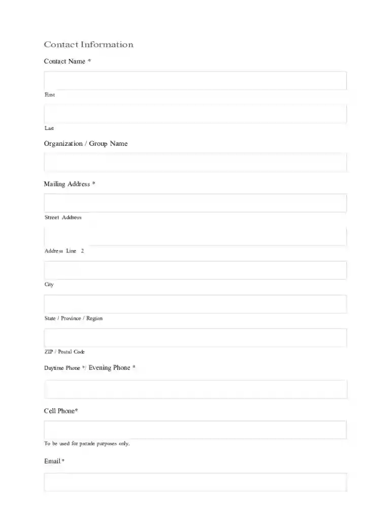 Christmas Parade Entry Form Preview on Page 1