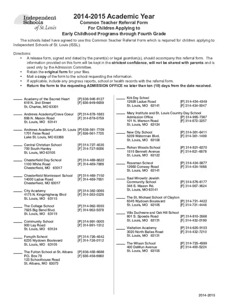 Common Teacher Referral Form Preview on Page 1