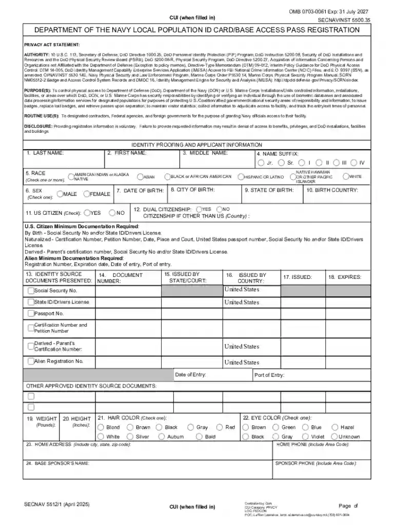 SECNAV 5512 1 RE April 2025 Preview on Page 1