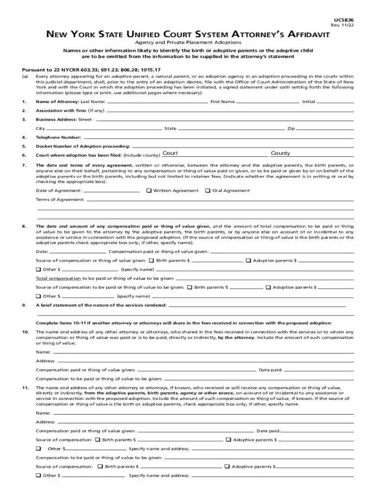 New York Attorney s Affidavit for Adoption Preview on Page 1