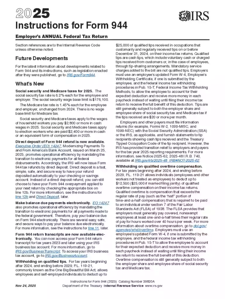 About Form 944, Employer's Annual Federal Tax Return Preview on Page 1