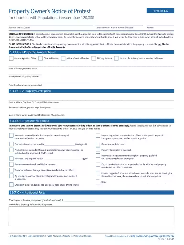 Texas Property Notice 2022-2025 Form - Fill Out and Sign Preview on Page 1