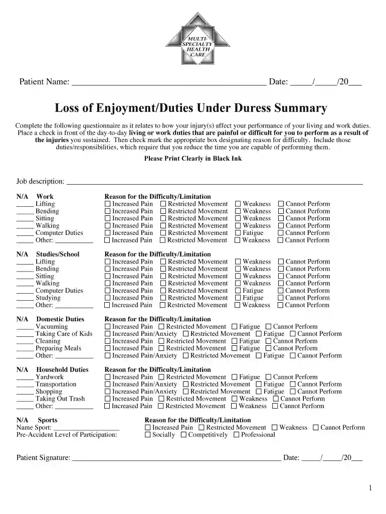 duties under duress form Preview on Page 1