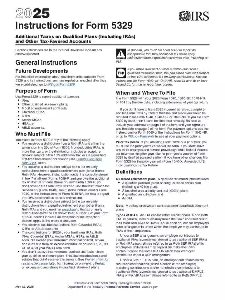 IRS Posts Updated Draft Instructions for Form 5329 Preview on Page 1