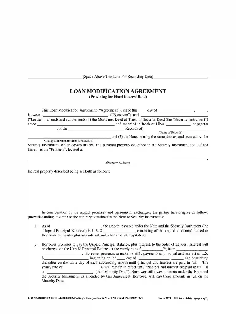 loan modification agreement Preview on Page 1