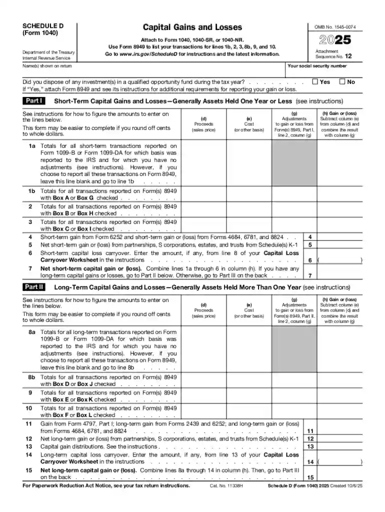 Schedule D Form 1040: How to Report Capital Gains and Preview on Page 1