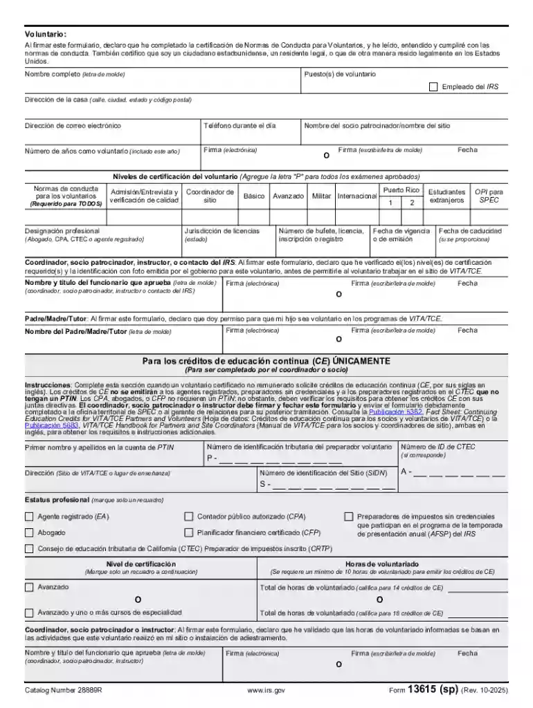 Form 13615 (sp) (Rev 10-2024) Preview on Page 1