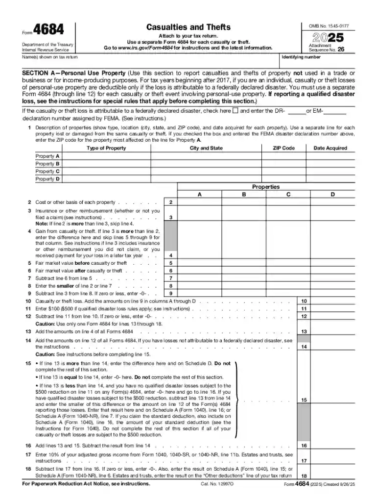 2025 Form 4684 Preview on Page 1