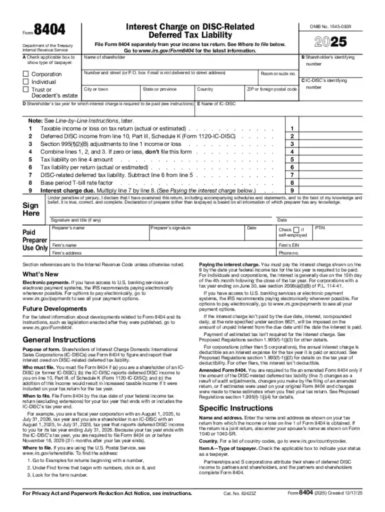2025 Form 8404 Preview on Page 1