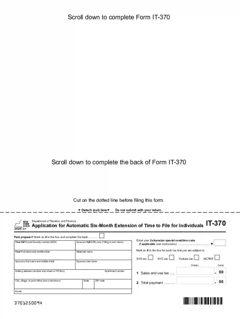 Instructions for Form IT-370 - Tax NY Preview on Page 1