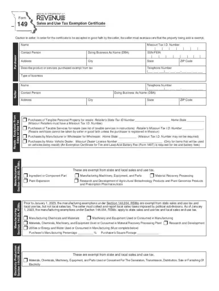 MO DoR 149DSA - Fill and Sign Printable Template Online Preview on Page 1