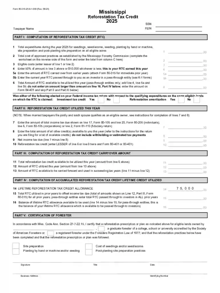 Reforestation Tax CreditMississippi Forestry Commission Preview on Page 1