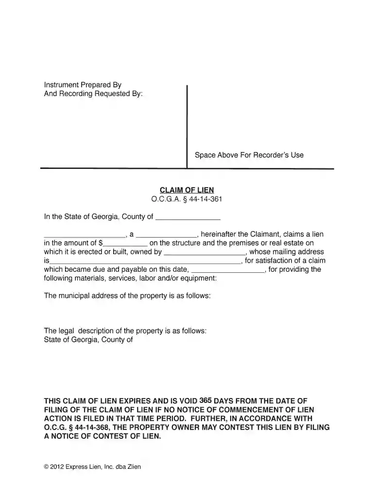 free mechanics lien form Preview on Page 1
