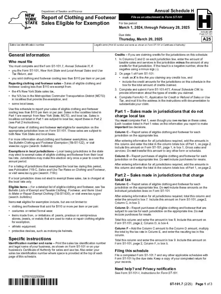 Instructions for Form ST-101 - Tax NY Preview on Page 1