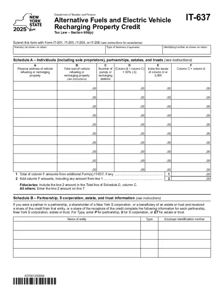 Form IT-637 Alternative Fuels and Electric Vehicle Preview on Page 1