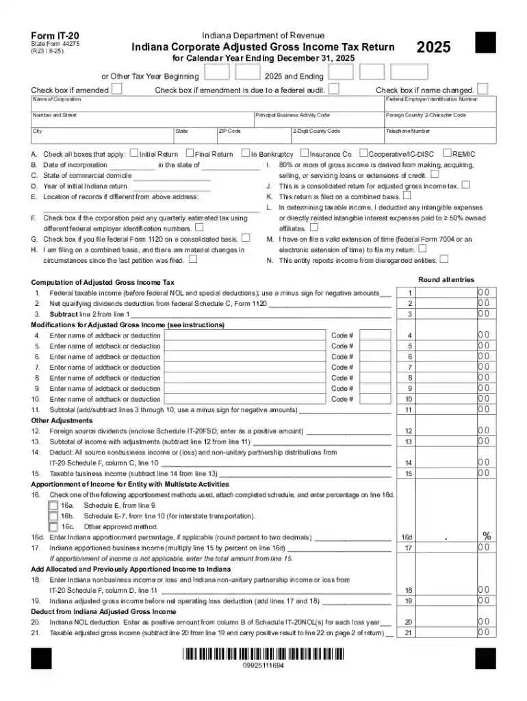 Indiana State Tax Information - Support Preview on Page 1