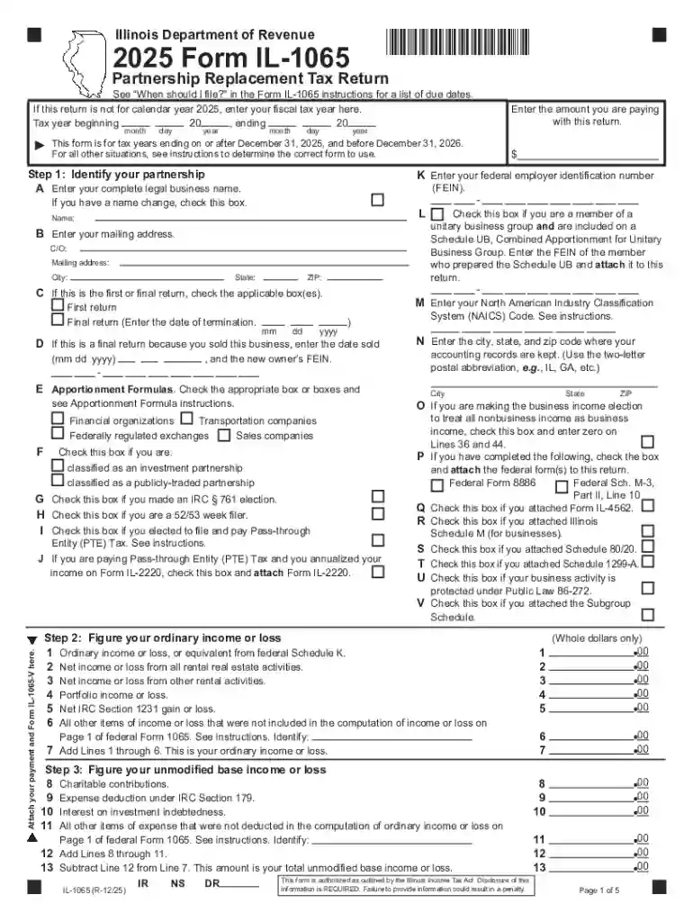 IL-1065-VIllinois Department of Revenue Preview on Page 1