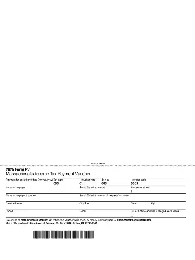 Massachusetts tax payment voucher: Fill out and sign online Preview on Page 1