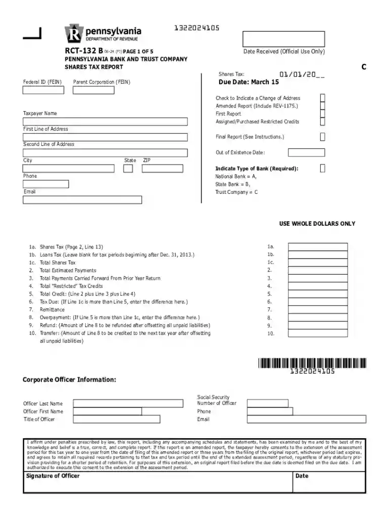 Pennsylvania Bank Shares Tax Report Preview on Page 1