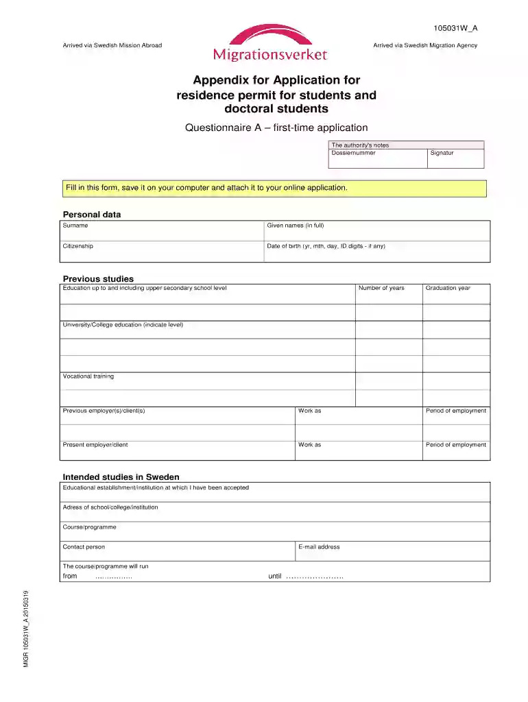 application for residence permit in sweden Preview on Page 1