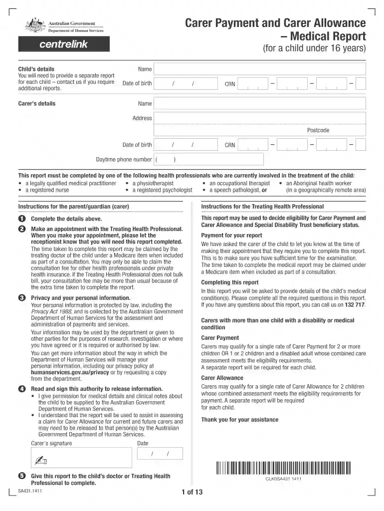 carer payment form Preview on Page 1